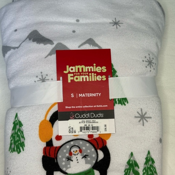 NWT Cuddl Duds maternity PJs size small Christmas penguins - Picture 1 of 4